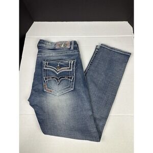 Monarchy Collection Tapered Stretch Denim Jeans Mens 36x30 Y2K Grunge
